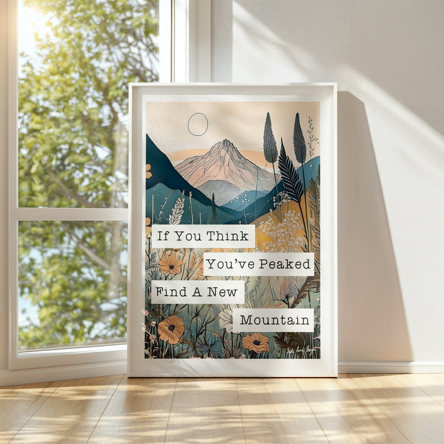 Mountain Typography Print - Wildflowers, Pretty