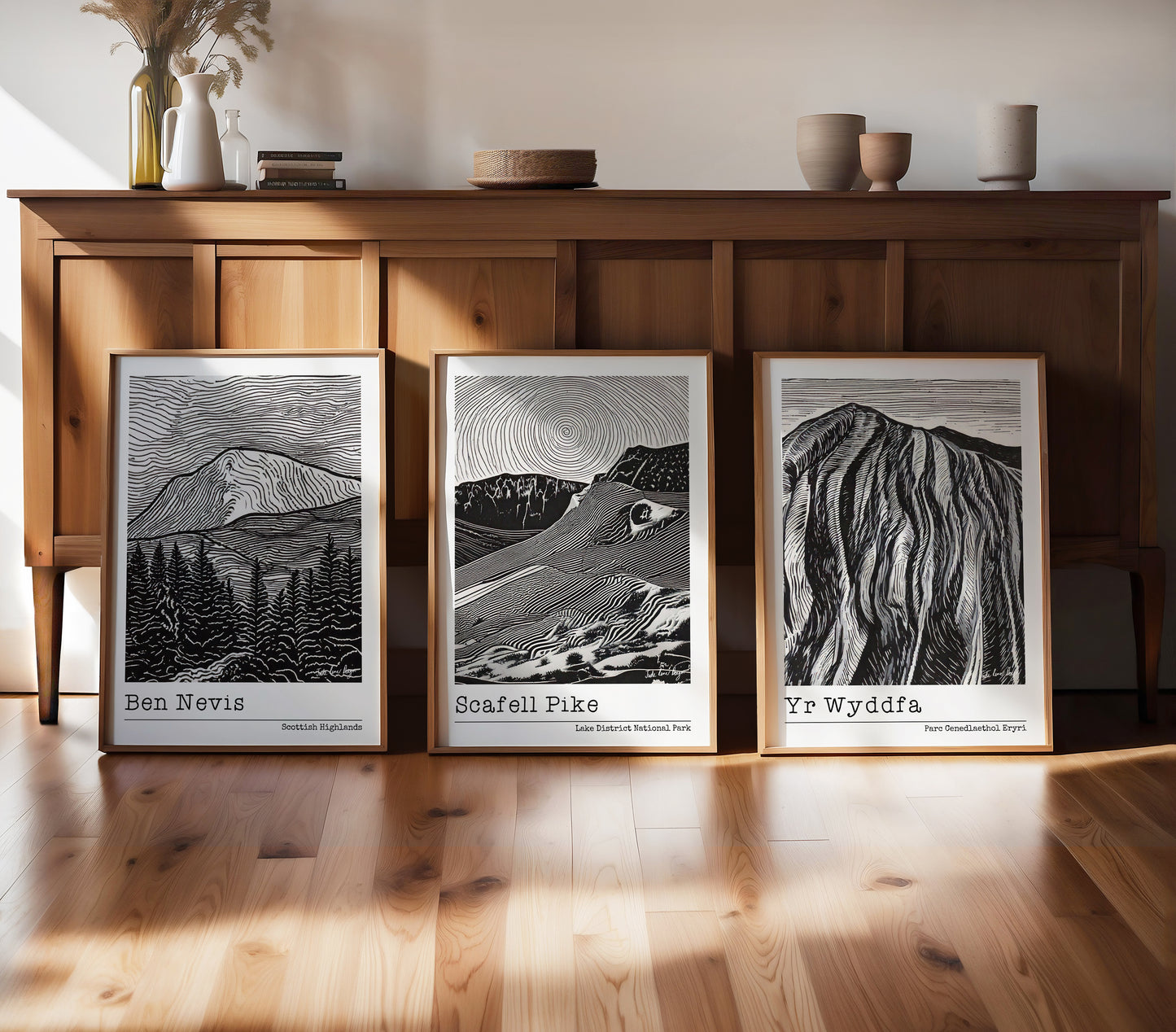 Three Peaks Prints - Set of 3 Highest Peaks in the UK - Ben Nevis, Scafell Pike & Yr Wyddfa