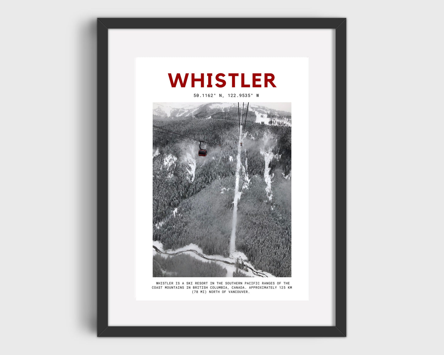 Whistler Minimalist Print - Whistler Art - Ski Home Decor