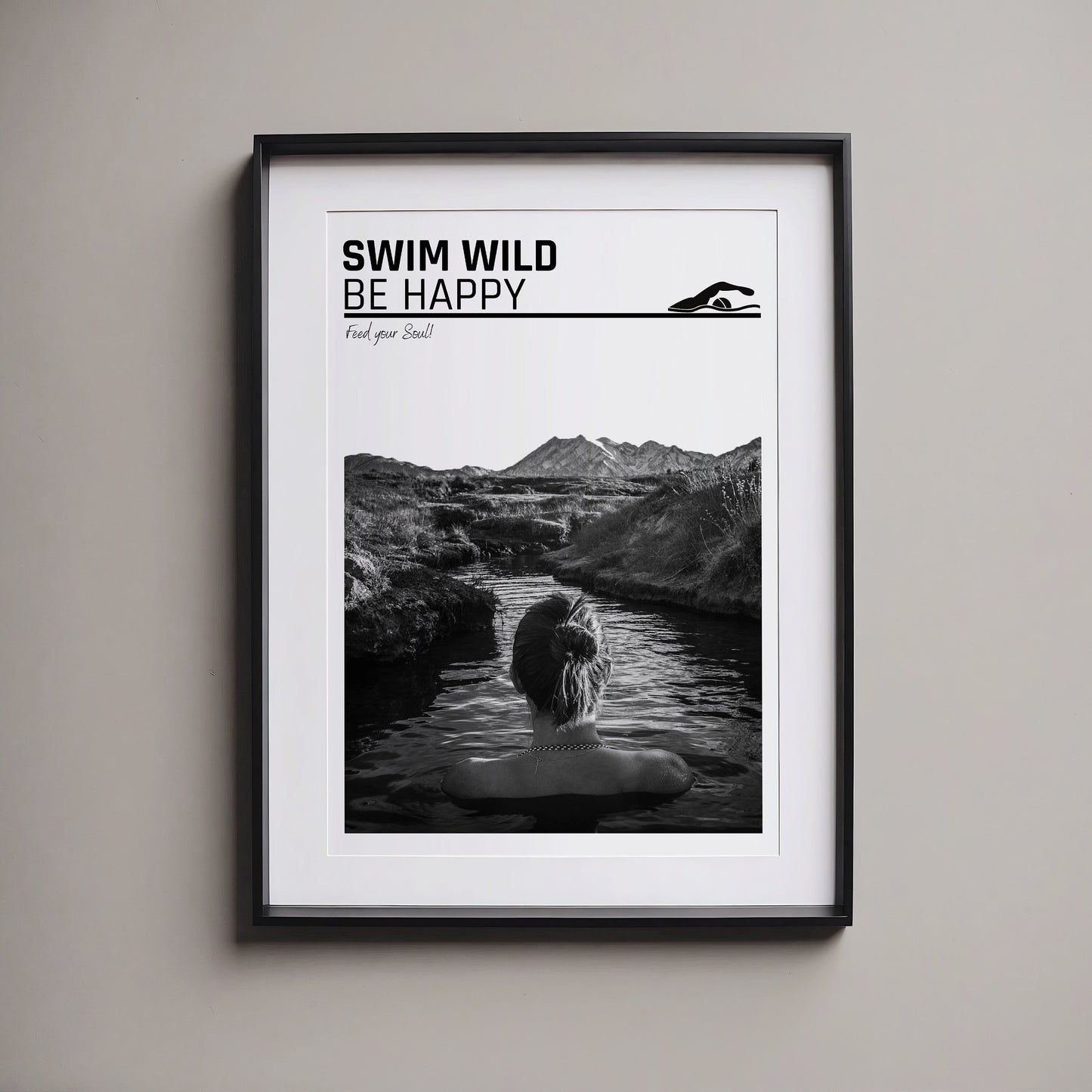 Wild Swimming Print - Be Happy Print - Open Water Swimming Print