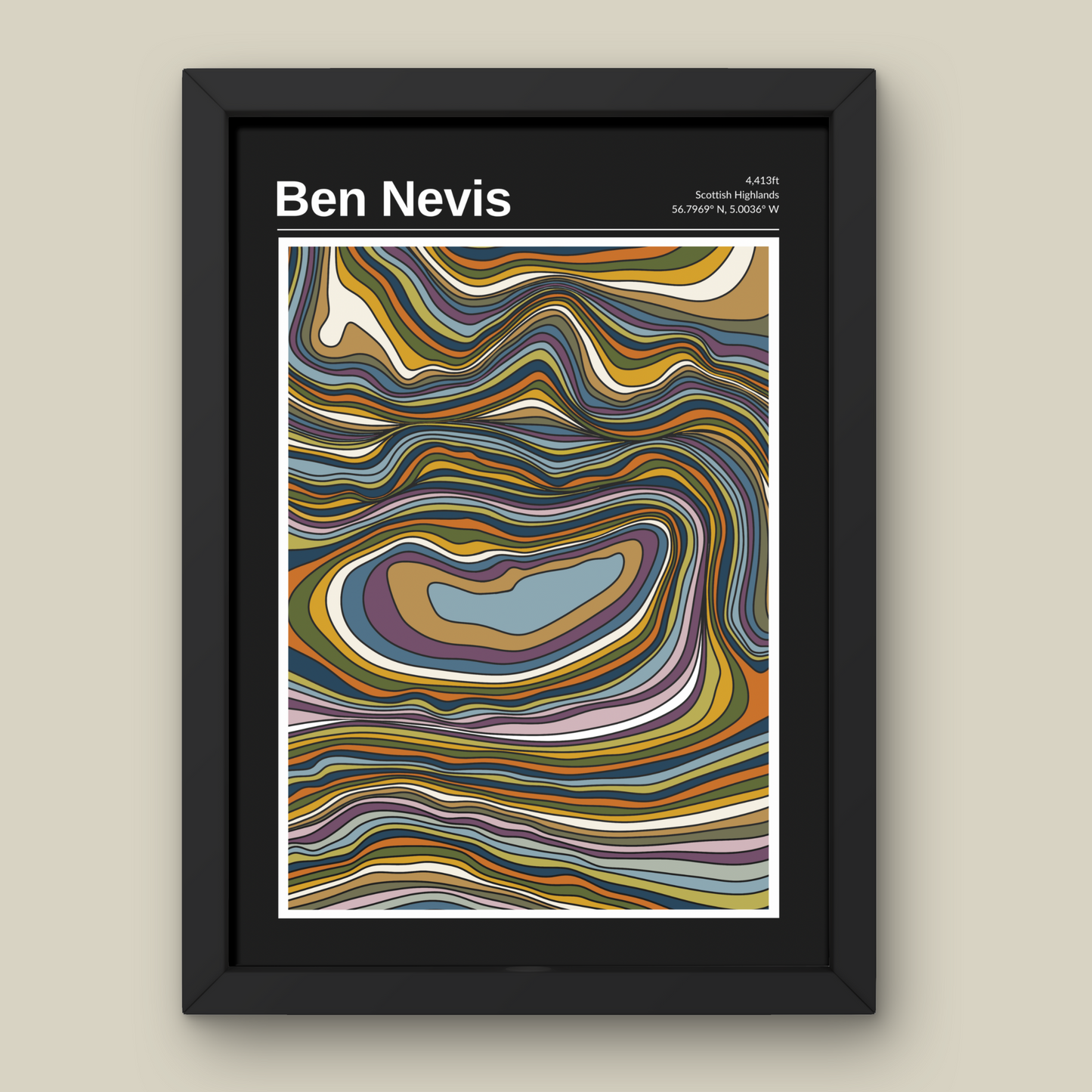 Ben Nevis Mountain Contour Print