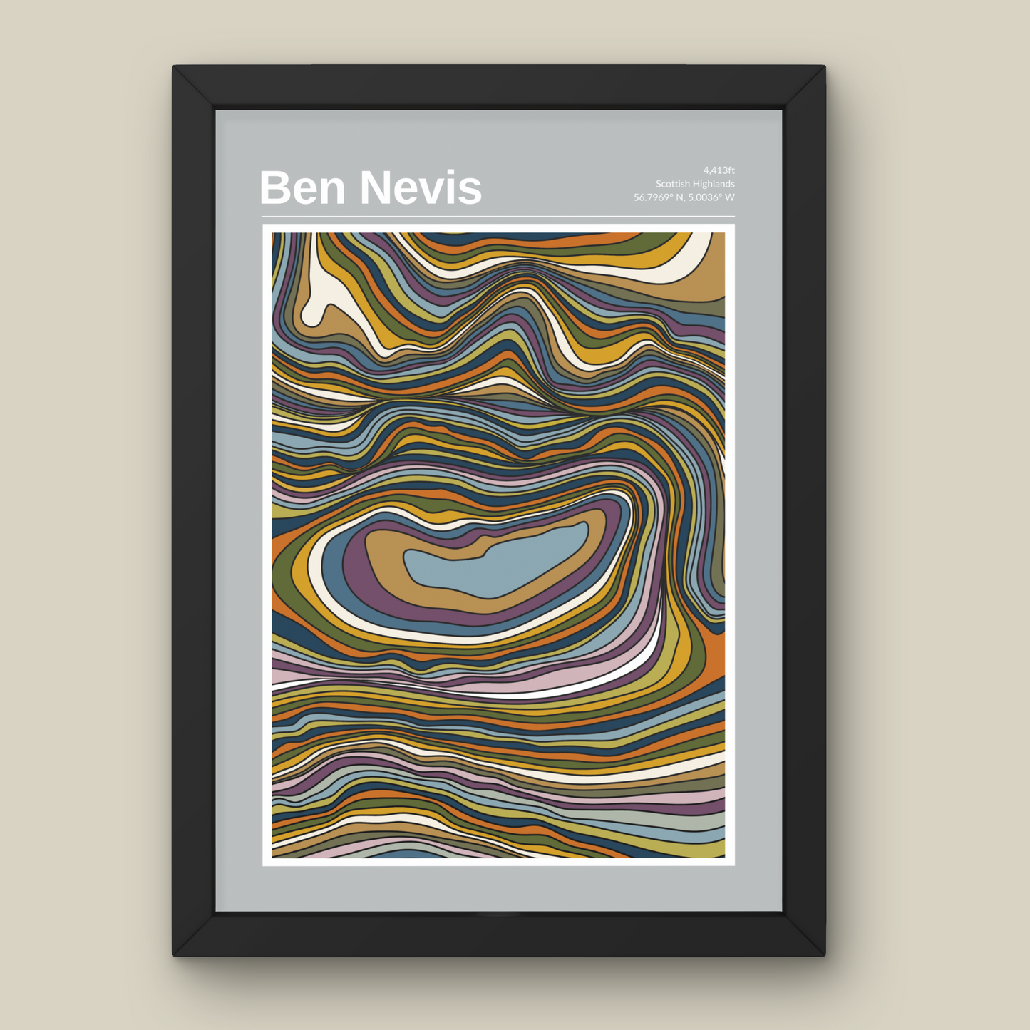 Ben Nevis Mountain Contour Print