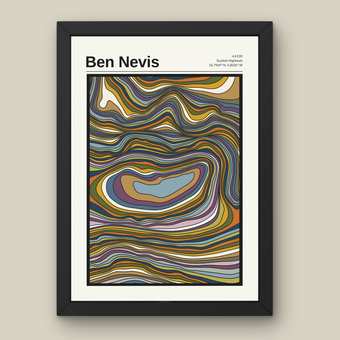 Ben Nevis Mountain Contour Print