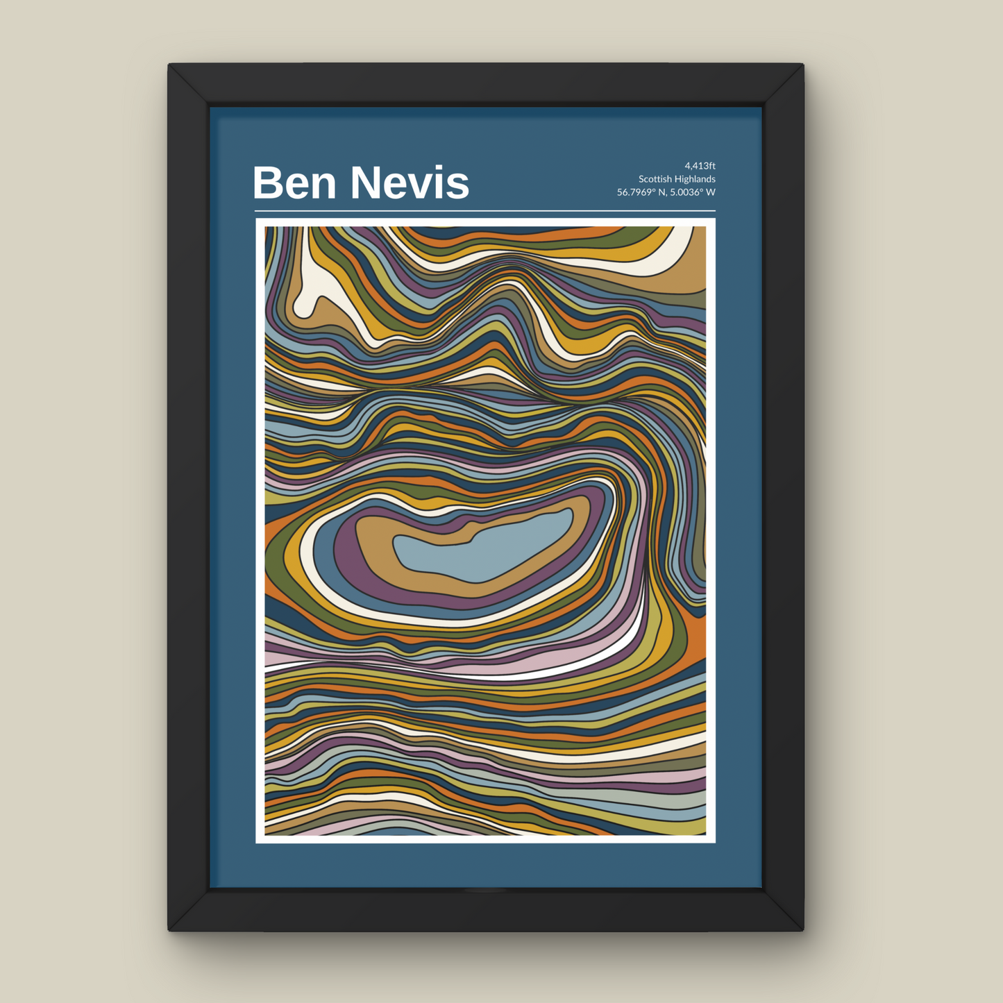 Ben Nevis Mountain Contour Print