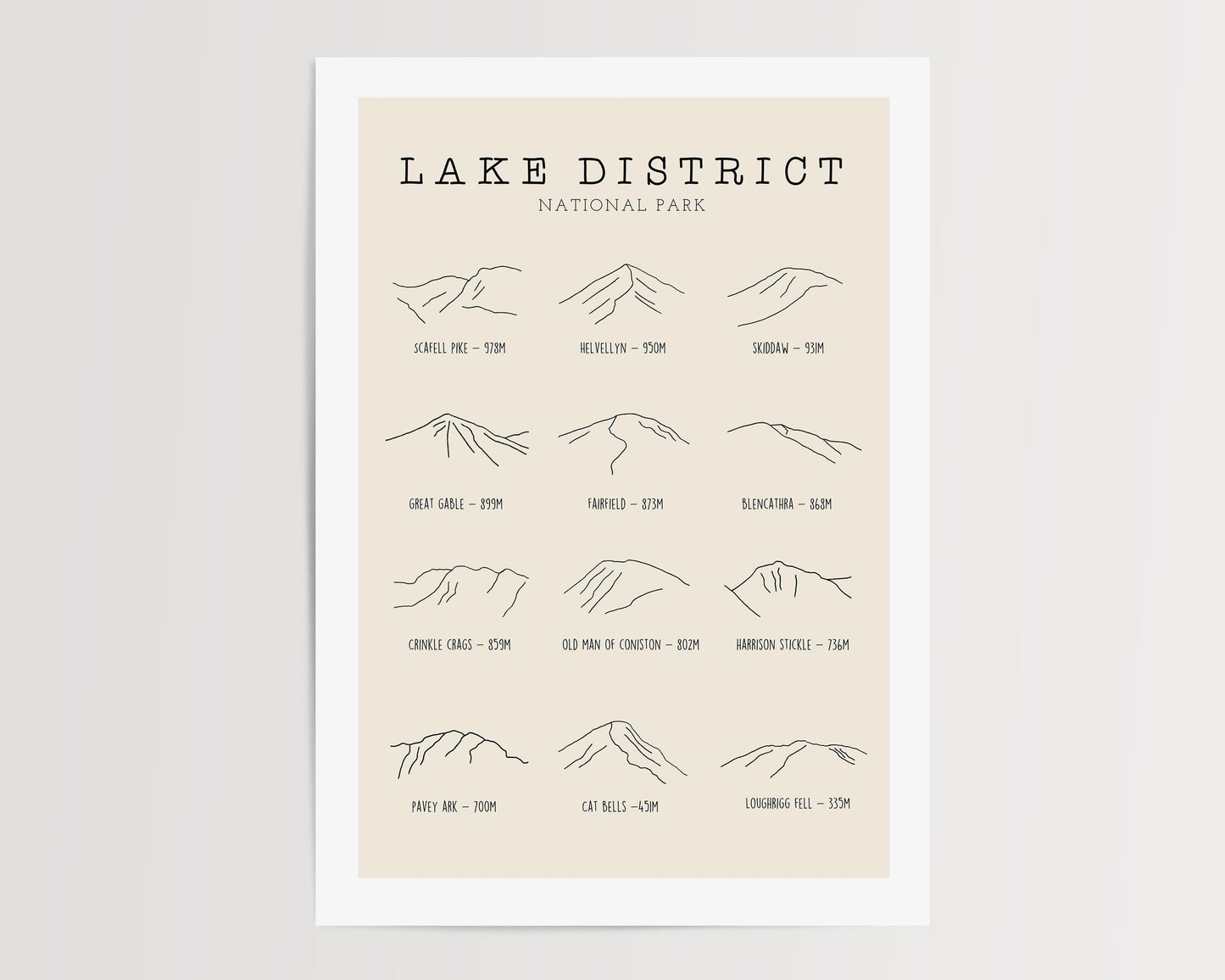 Lake District Print - Lake District Mountain Print - Lake District Fells - Wainwright Print - Hiking Gift, Free Personalisation
