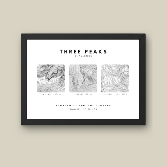 Three Peaks Challenge Contour Print